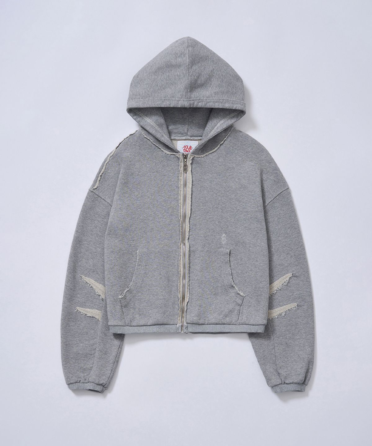 졸리앙볼(JOLIEENVOL) SCRATCH POINT HOOD ZIP-UP (GREY)