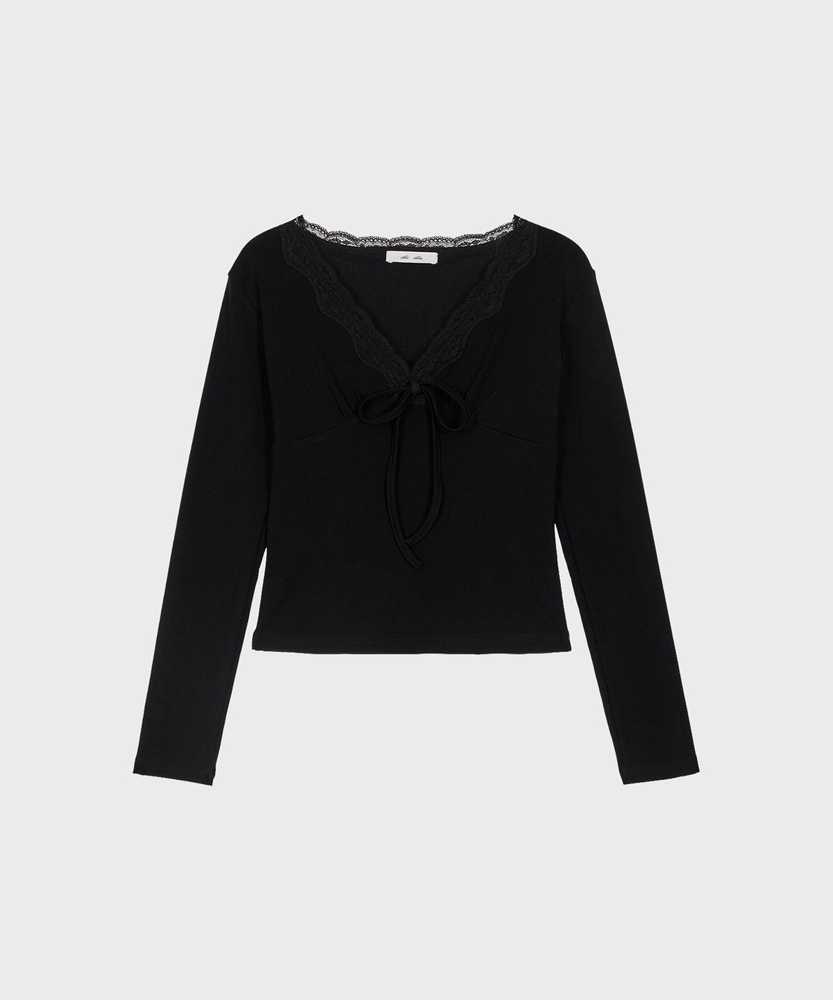 알키알카(ALKI ALKA) Lace Trim Long Sleeve (Black)