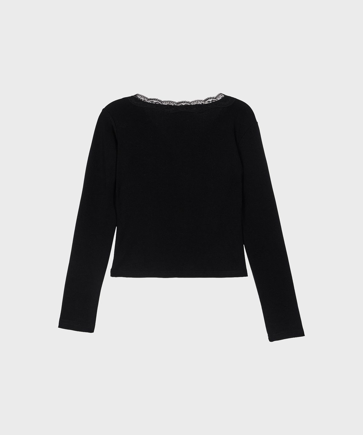 알키알카(ALKI ALKA) Lace Trim Long Sleeve (Black)