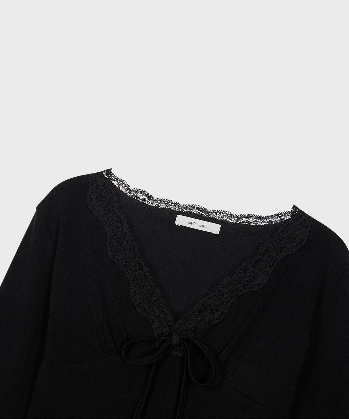 알키알카(ALKI ALKA) Lace Trim Long Sleeve (Black)
