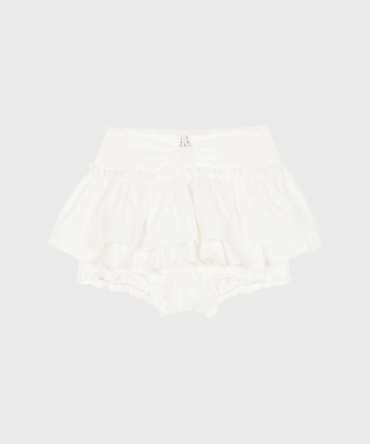 알키알카(ALKI ALKA) Ribbon Tiered Mini Skirt (Ivory)