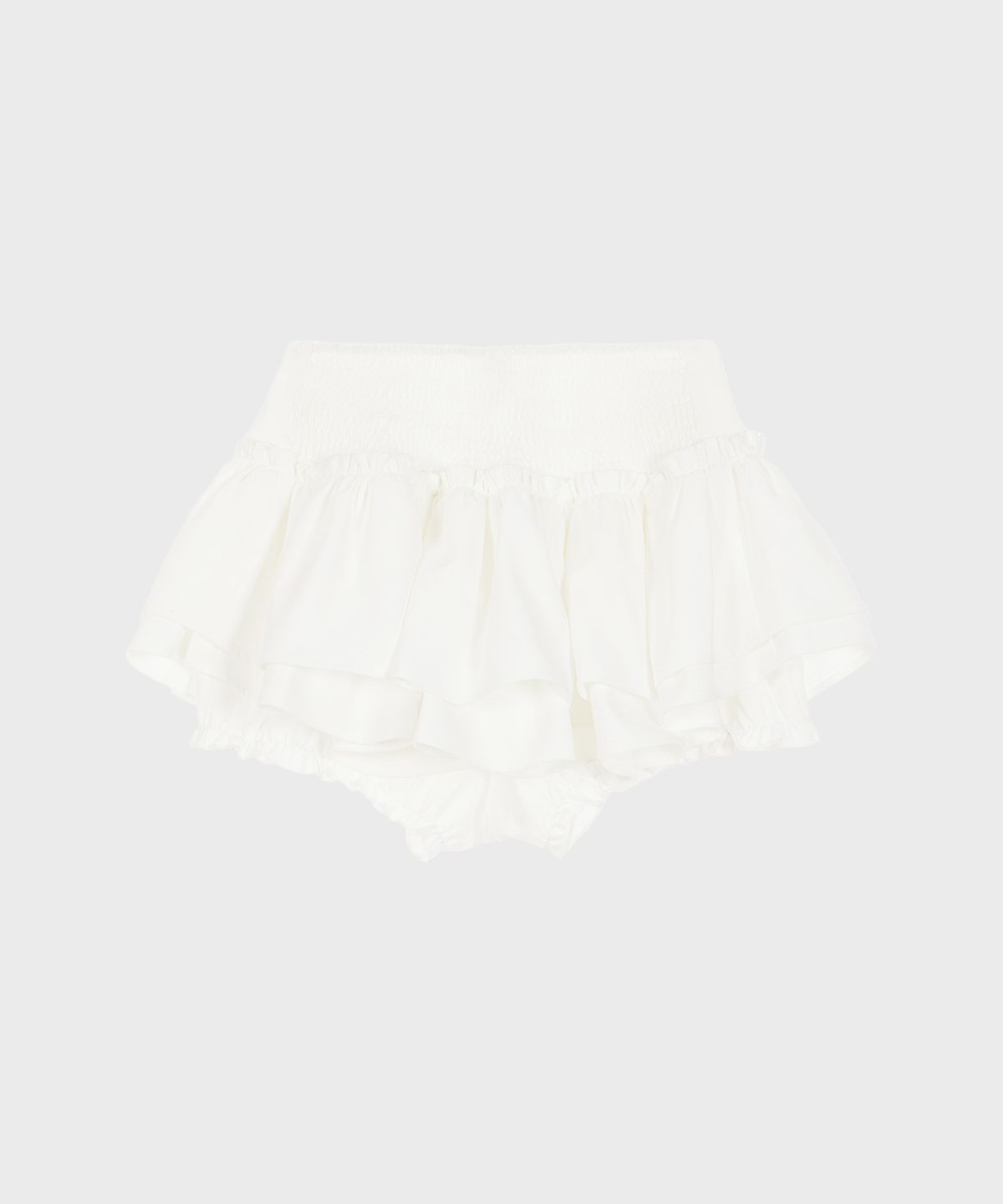 알키알카(ALKI ALKA) Ribbon Tiered Mini Skirt (Ivory)