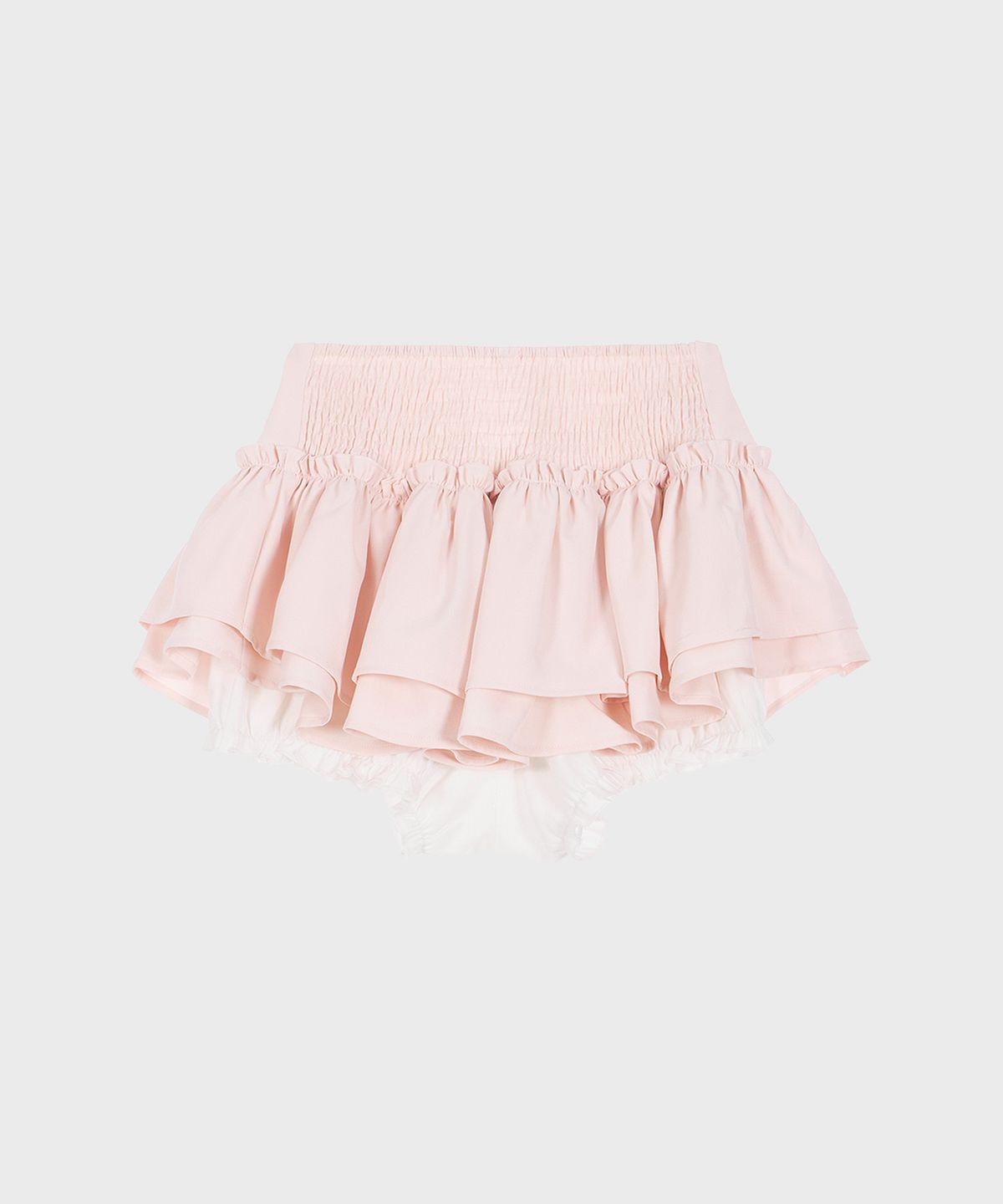 알키알카(ALKI ALKA) Ribbon Tiered Mini Skirt (Light Pink)
