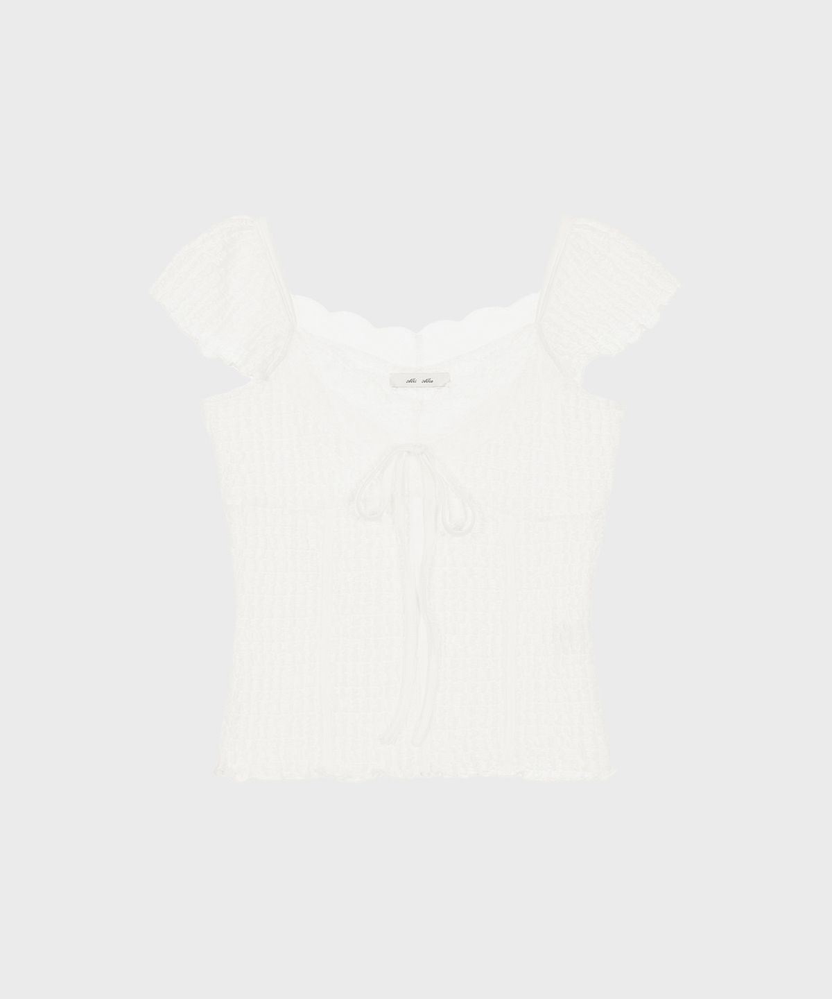 알키알카(ALKI ALKA) Jacquard Gathered Top (Ivory)