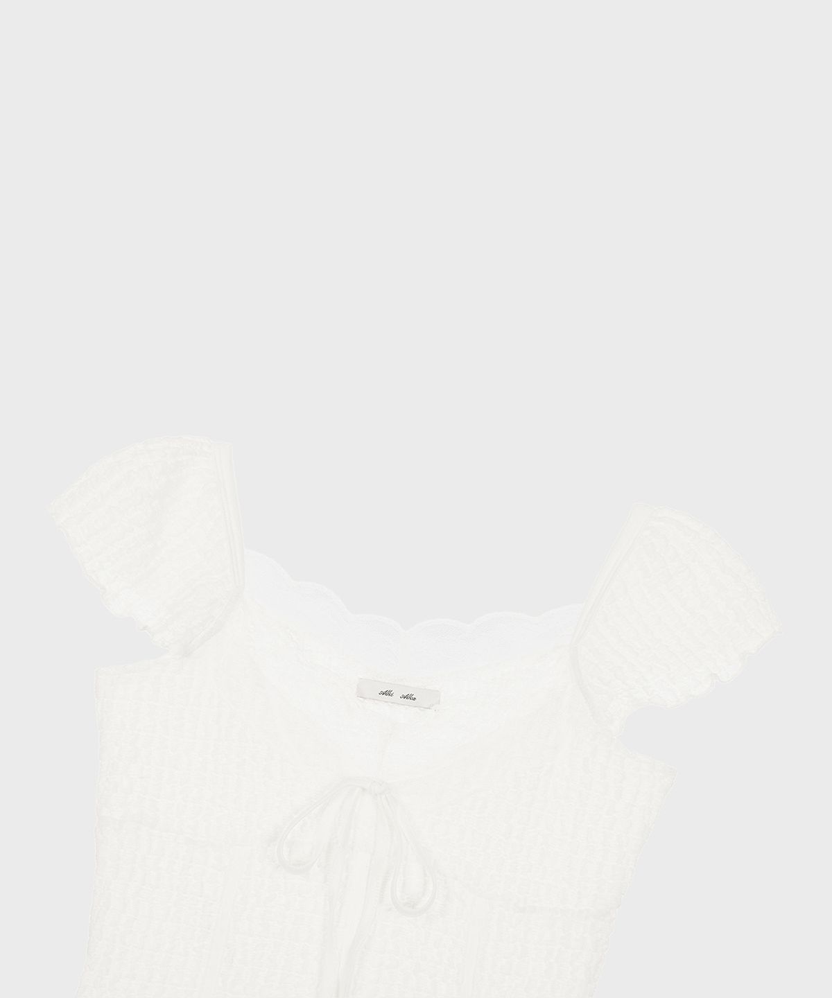 알키알카(ALKI ALKA) Jacquard Gathered Top (Ivory)