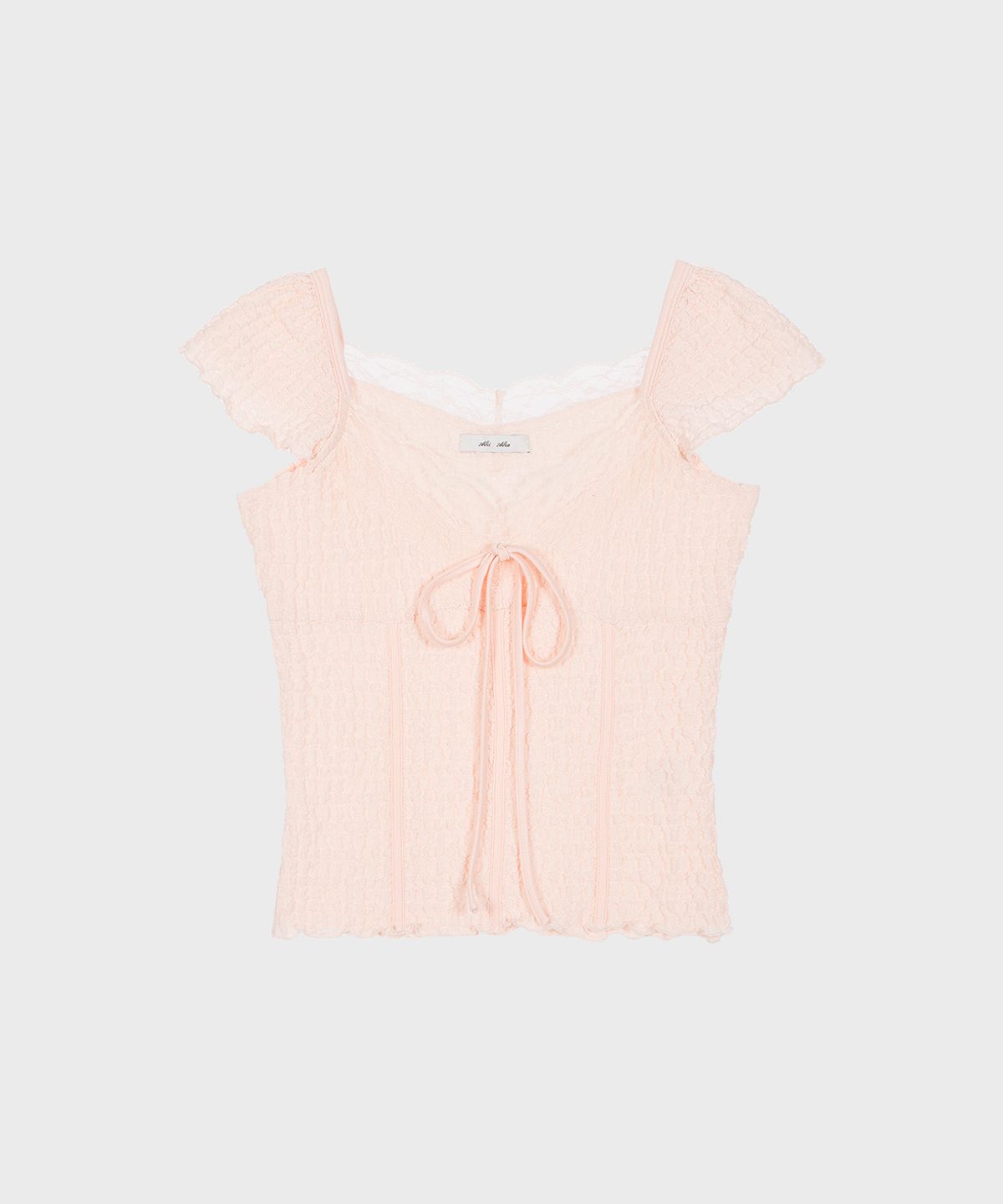 알키알카(ALKI ALKA) Jacquard Gathered Top (Light Pink)