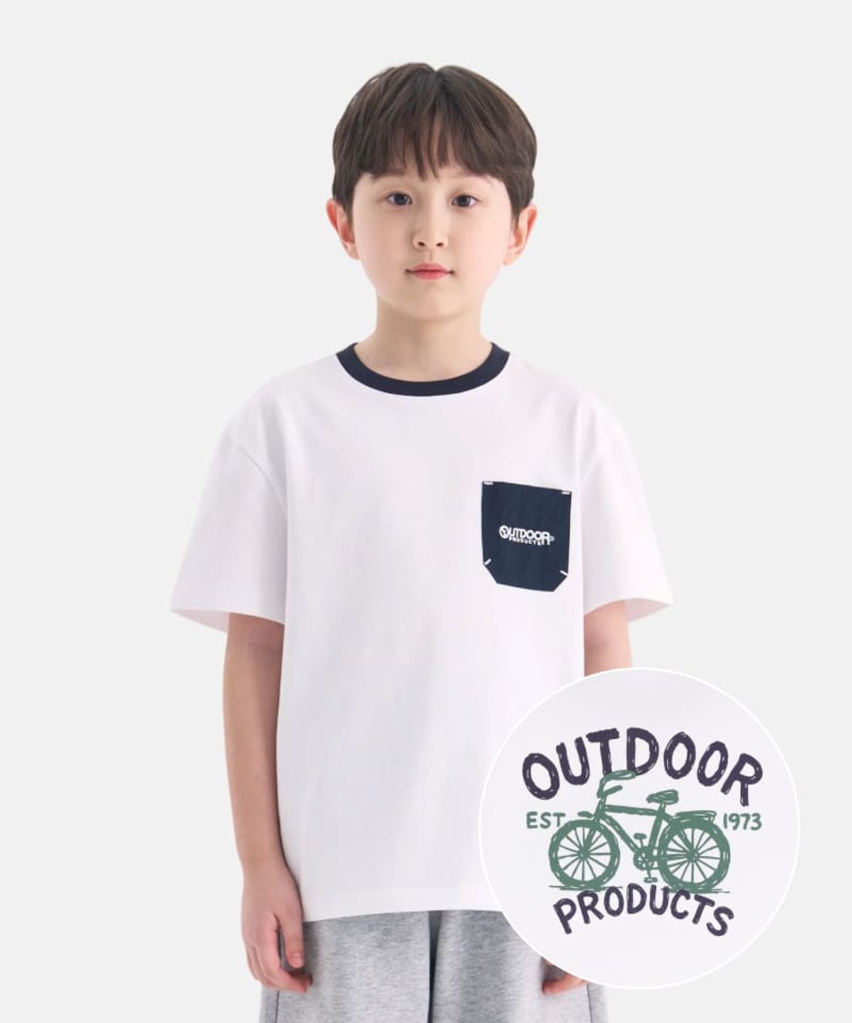 아웃도어 프로덕츠 키즈(OUTDOOR PRODUCTS KIDS) 포켓 반팔티셔츠 (오프 화이트) OD262ISS07_OWH