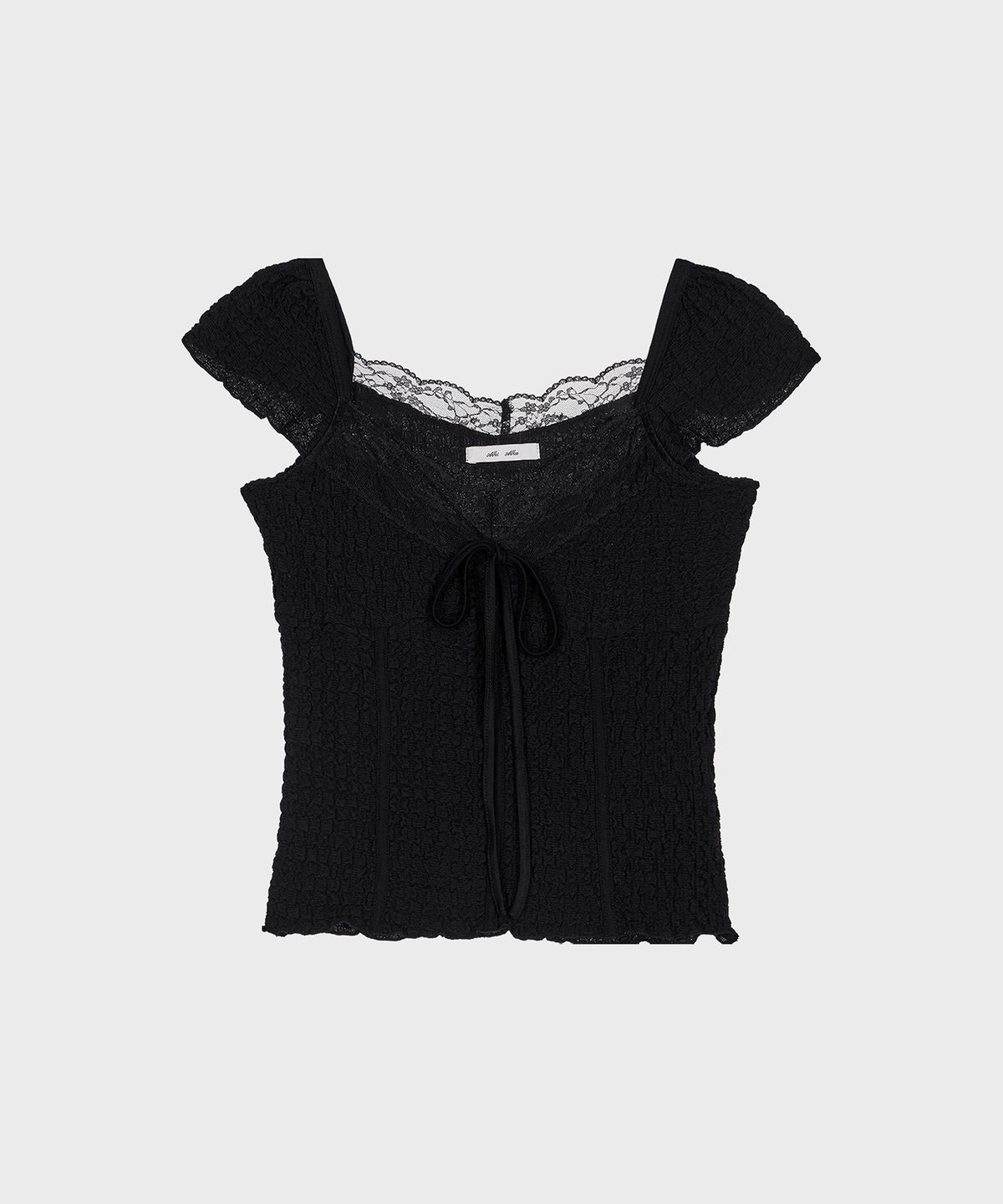 알키알카(ALKI ALKA) Jacquard Gathered Top (Black)
