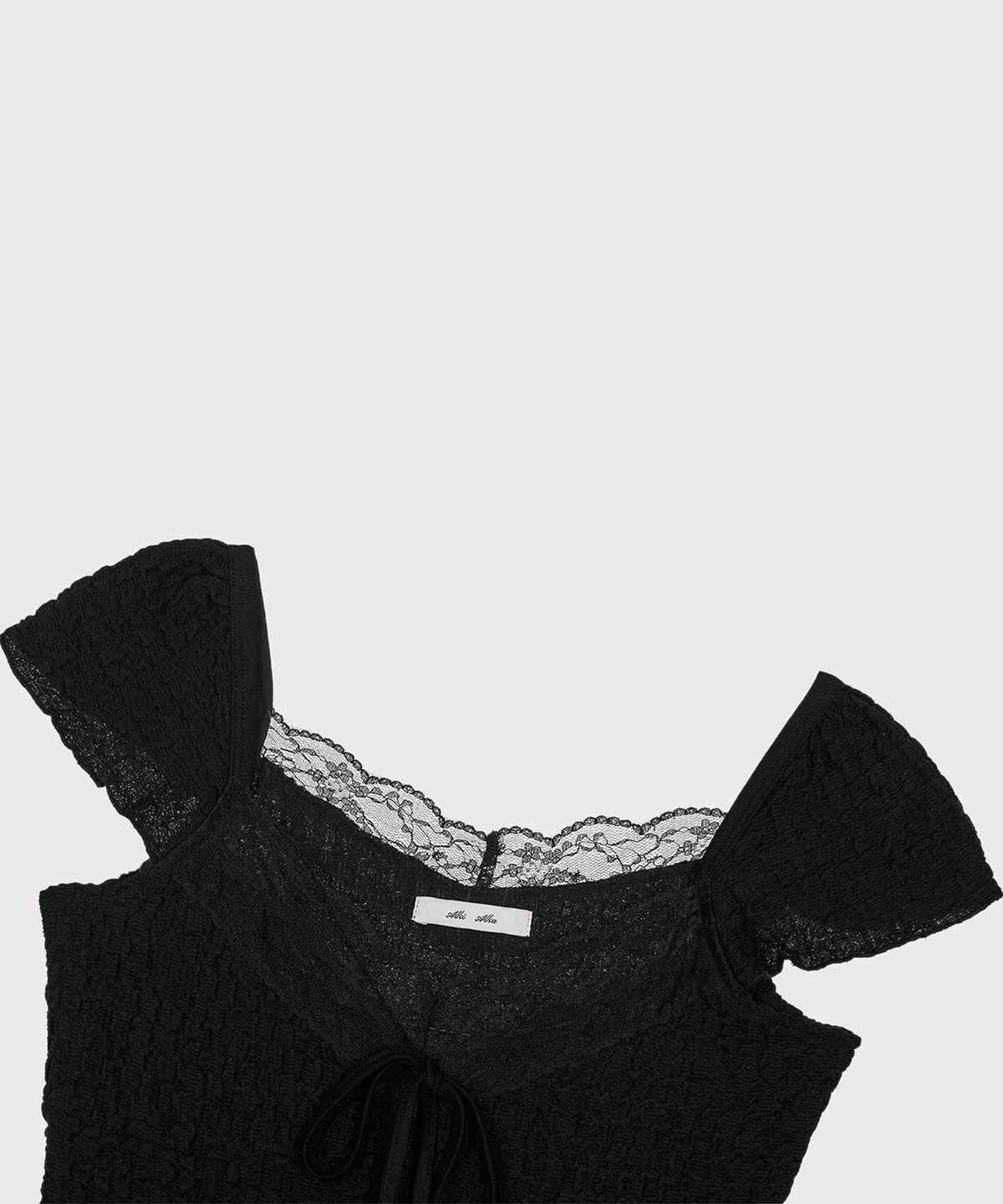 알키알카(ALKI ALKA) Jacquard Gathered Top (Black)
