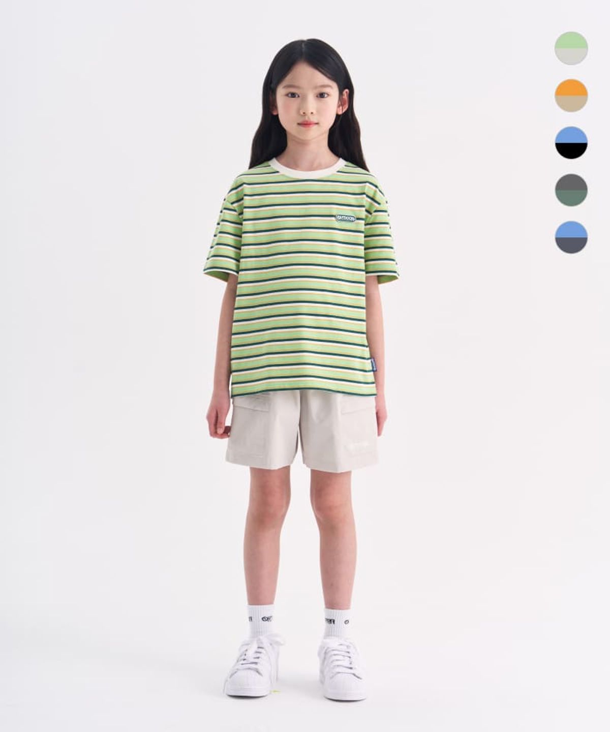 아웃도어 프로덕츠 키즈(OUTDOOR PRODUCTS KIDS) [세트상품]에센셜 스트라이프 반팔티+우븐 쇼츠 (5color)
