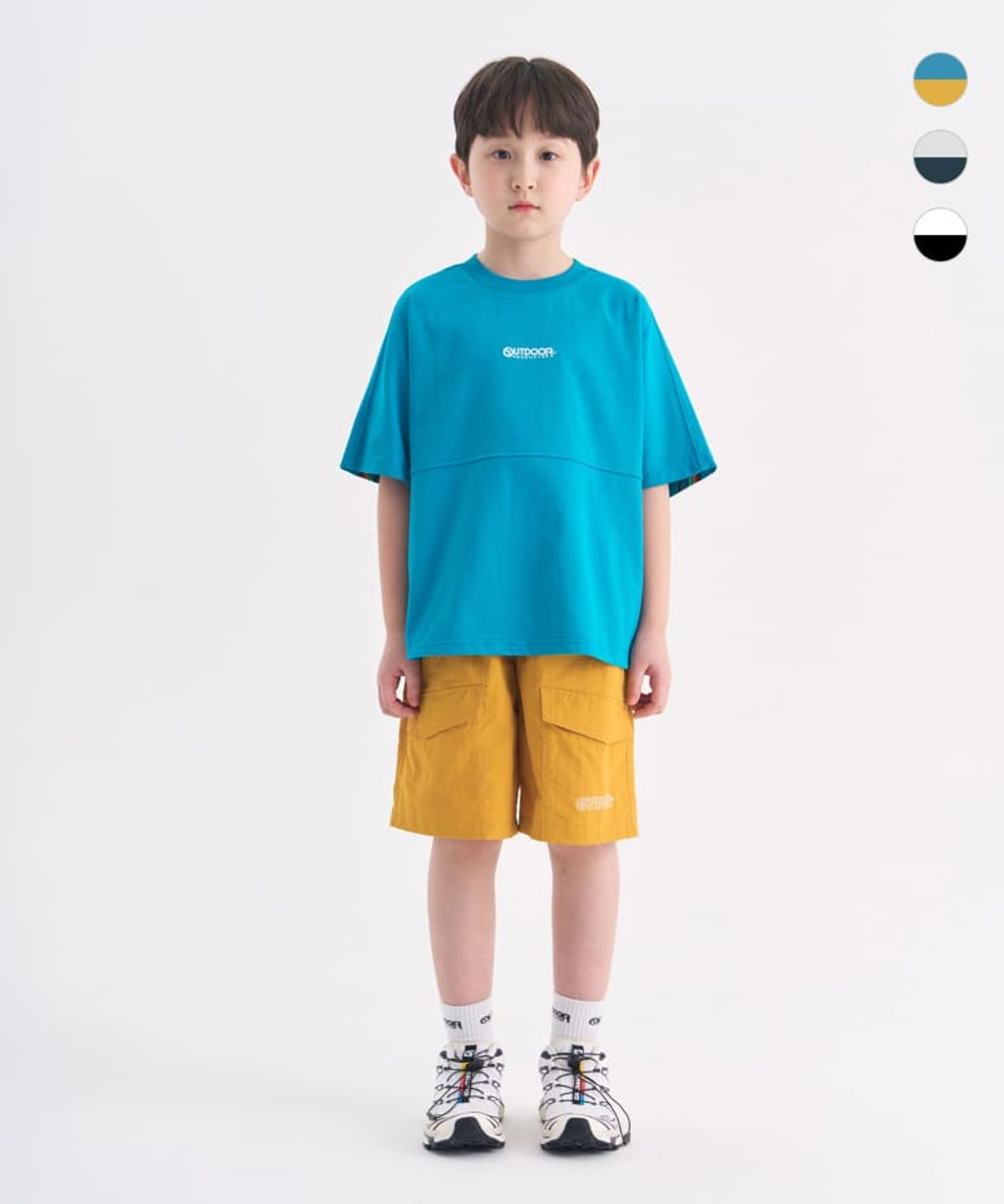 아웃도어 프로덕츠 키즈(OUTDOOR PRODUCTS KIDS) [세트상품]백그래픽 오버핏 반팔티+아웃포켓 쇼츠 (3color)