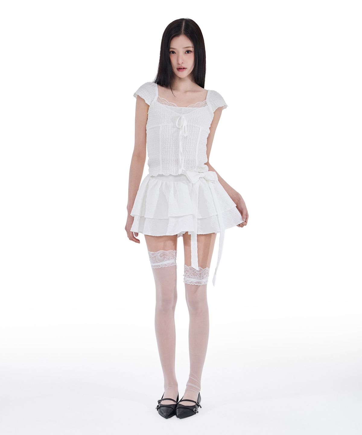 알키알카(ALKI ALKA) Jacquard Mini Skirt (Ivory)
