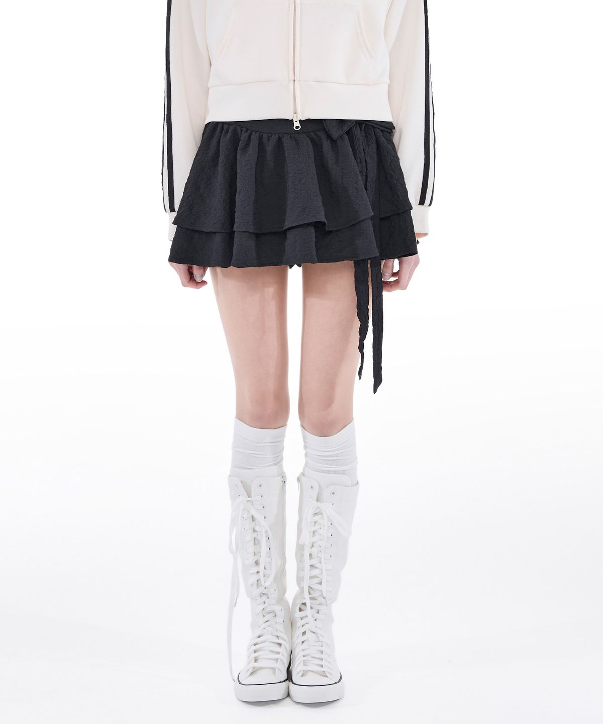 알키알카(ALKI ALKA) Jacquard Mini Skirt (Black)