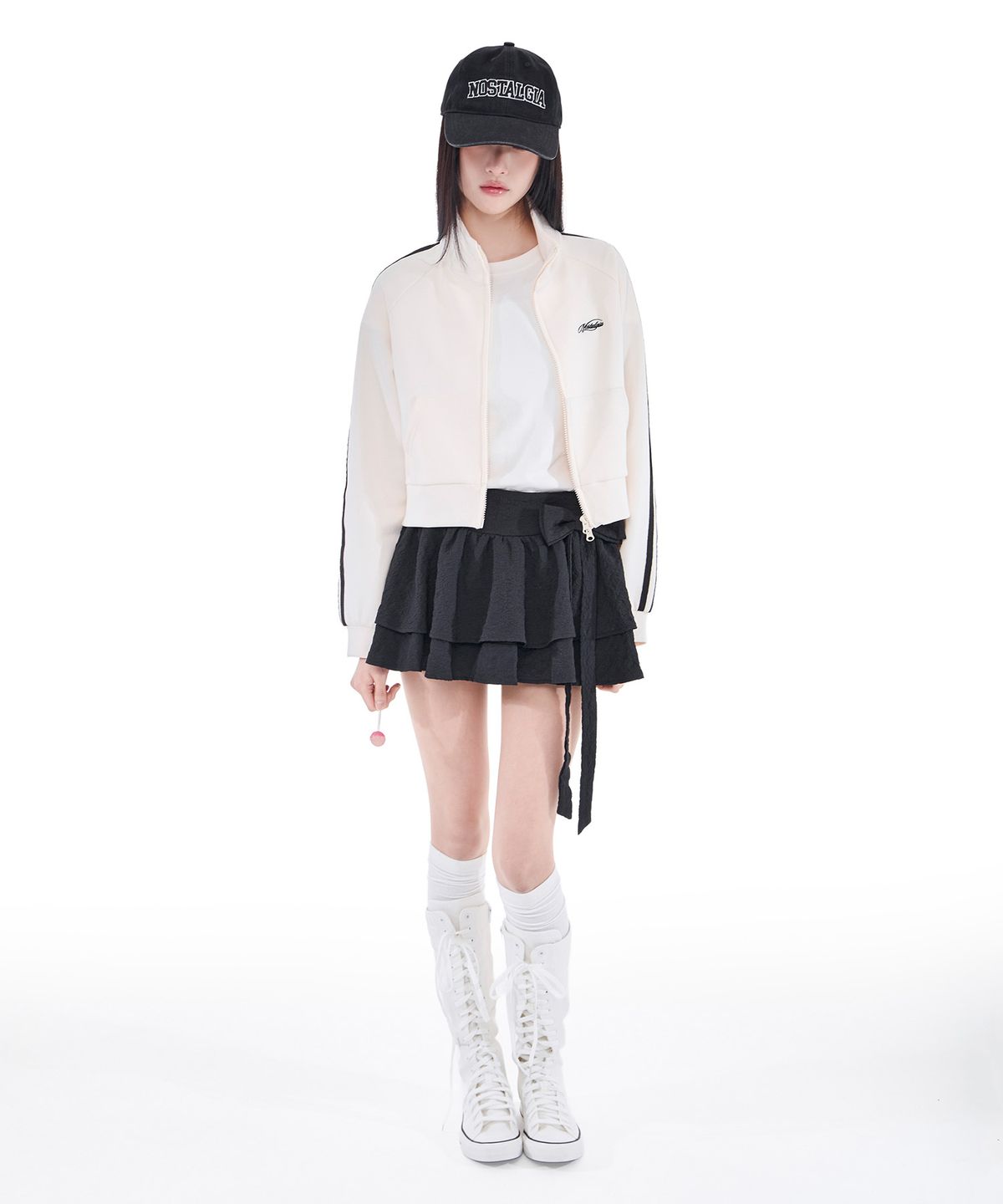 알키알카(ALKI ALKA) Jacquard Mini Skirt (Black)