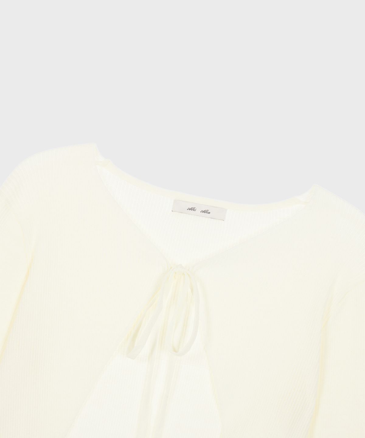 알키알카(ALKI ALKA) Ribbed Ribbon Bolero (Ivory)
