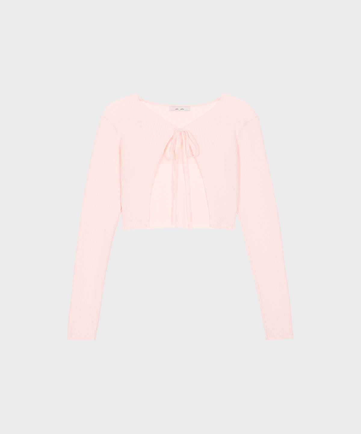 알키알카(ALKI ALKA) Ribbed Ribbon Bolero (Light Pink)