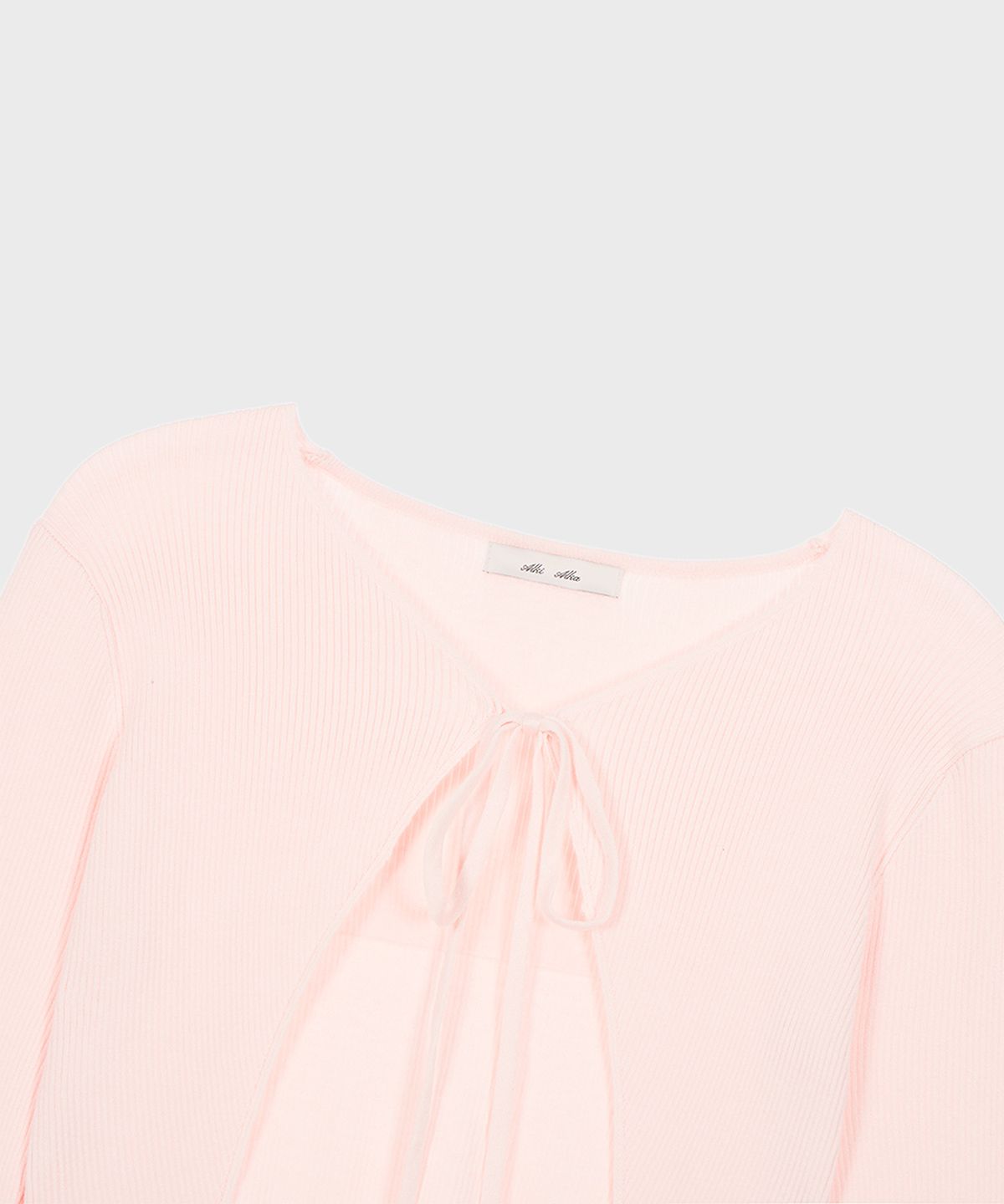 알키알카(ALKI ALKA) Ribbed Ribbon Bolero (Light Pink)