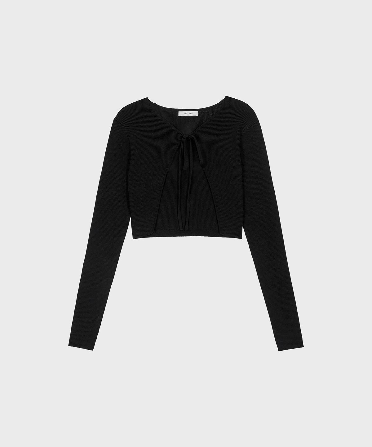 알키알카(ALKI ALKA) Ribbed Ribbon Bolero (Black)