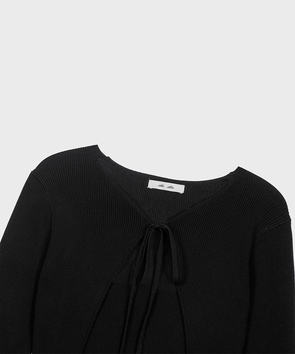 알키알카(ALKI ALKA) Ribbed Ribbon Bolero (Black)