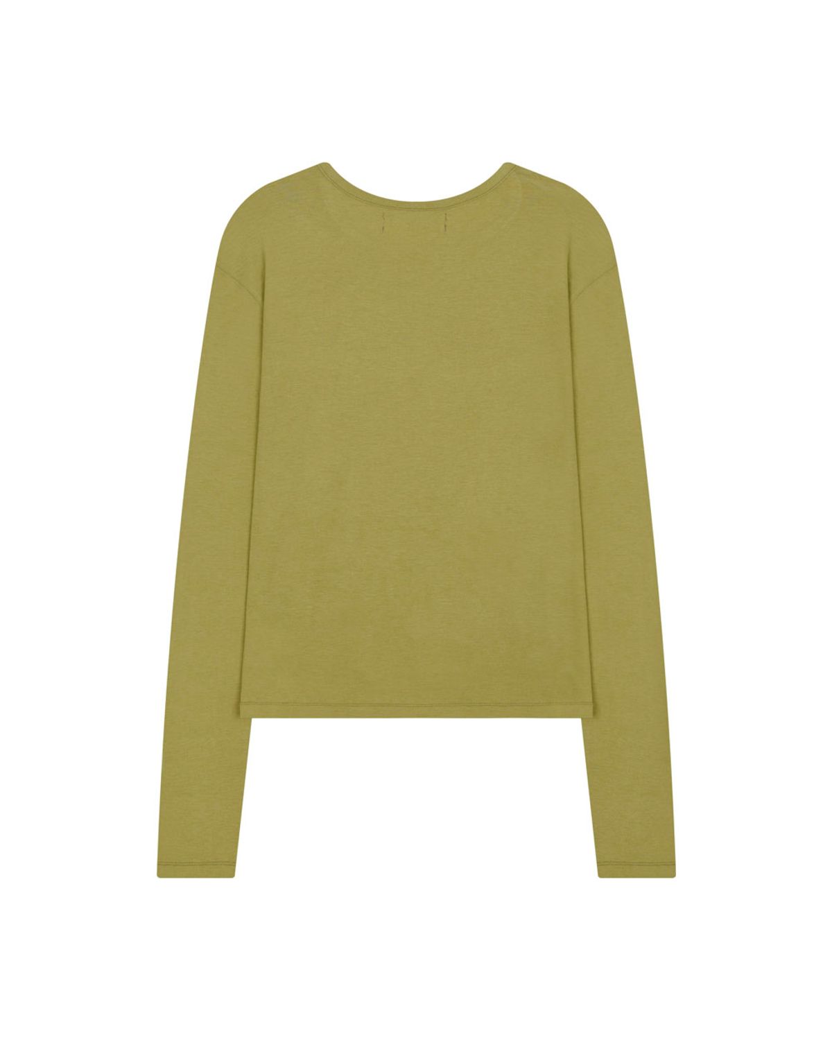구보(GUVO) Layered round long sleeve t-shirt, green