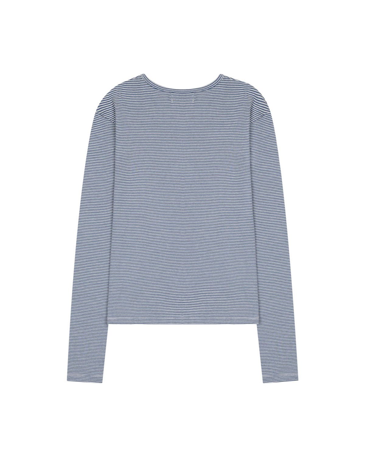 구보(GUVO) Layered round long sleeve t-shirt, Navy-stripe