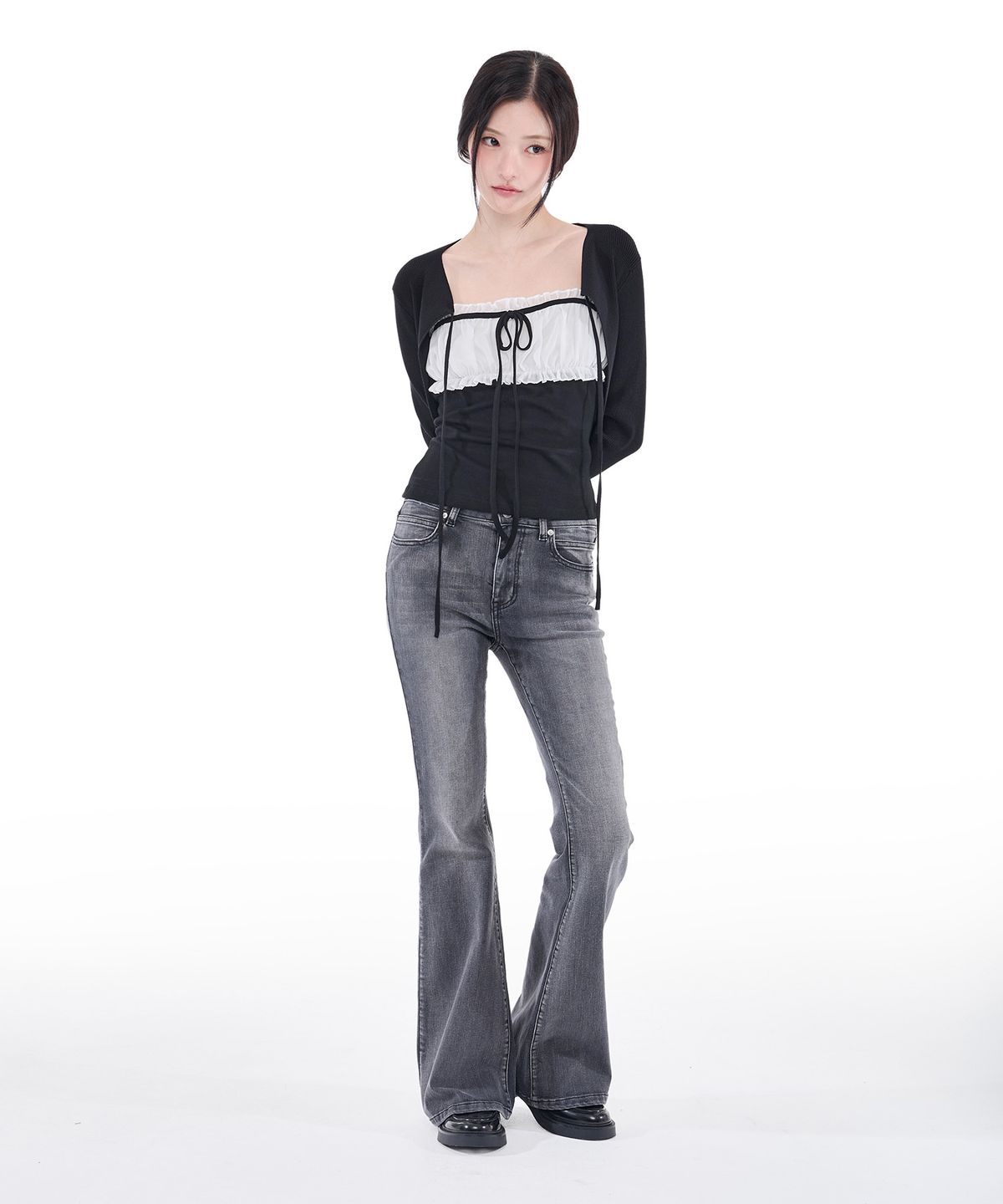 알키알카(ALKI ALKA) Chiffon Ribbon Sleeveless (Black)