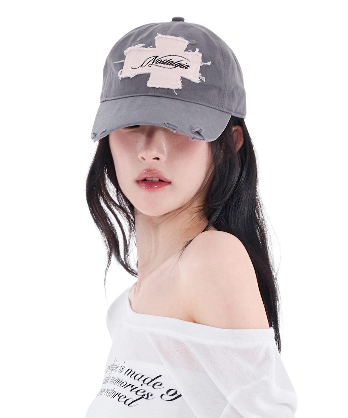 알키알카(ALKI ALKA) Distressed Patch Ball Cap (Light Gray)