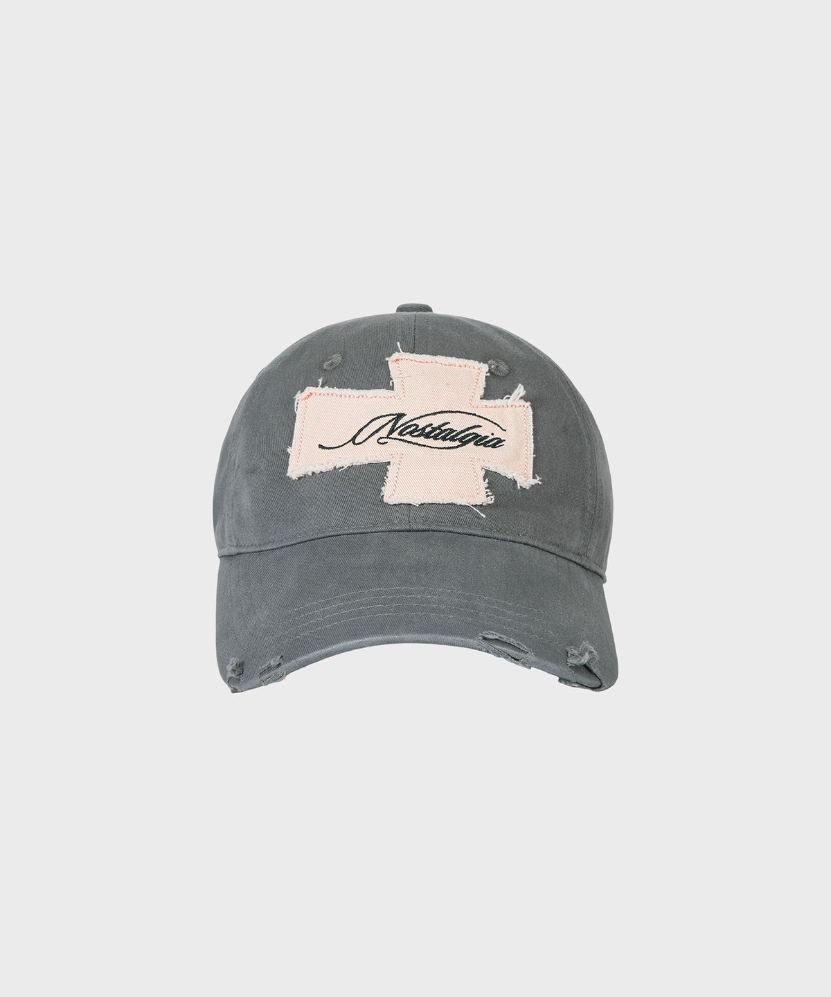 알키알카(ALKI ALKA) Distressed Patch Ball Cap (Light Gray)