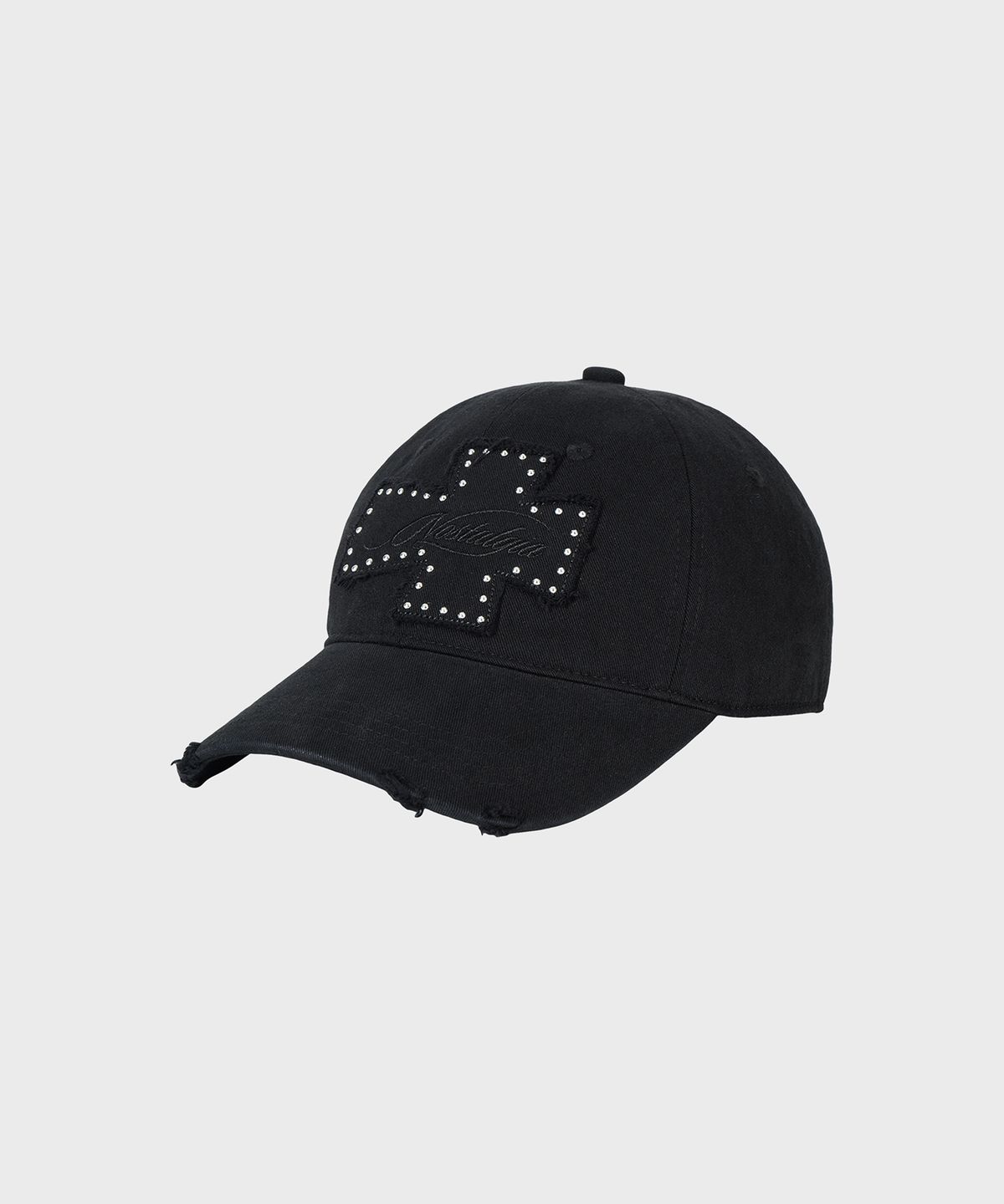 알키알카(ALKI ALKA) Distressed Patch Ball Cap (Black)