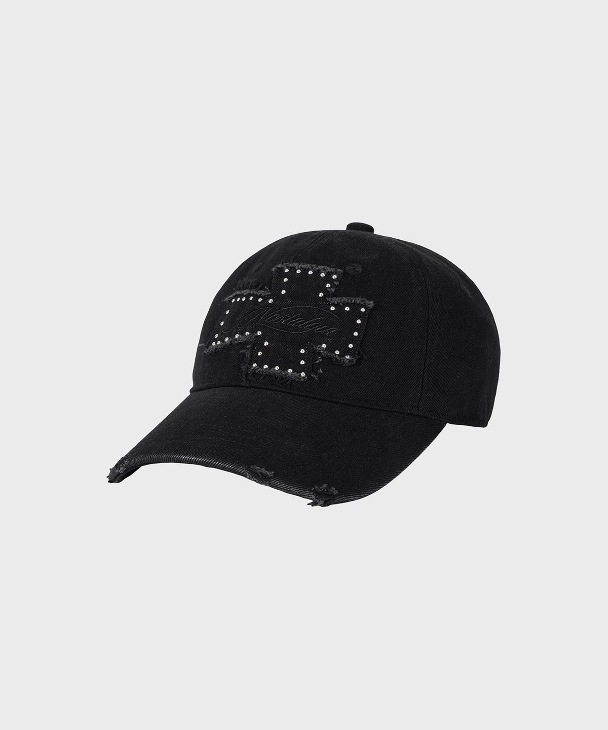 알키알카(ALKI ALKA) Distressed Patch Ball Cap (Black Denim)