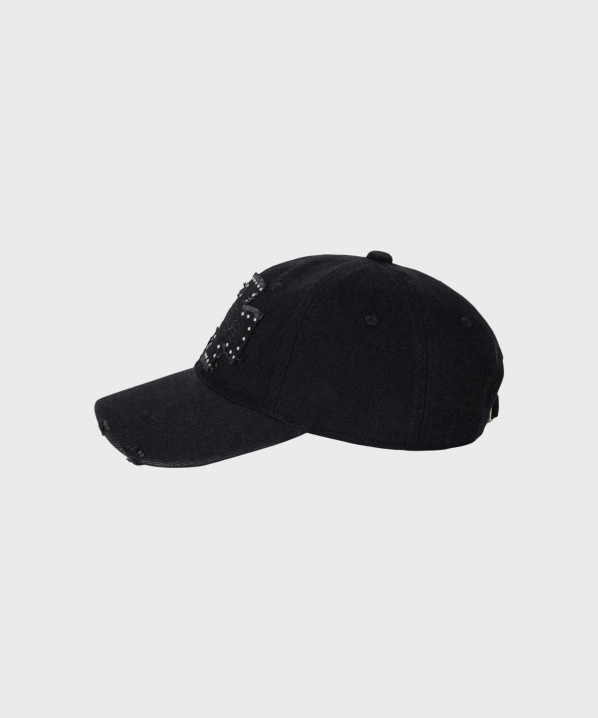 알키알카(ALKI ALKA) Distressed Patch Ball Cap (Black Denim)