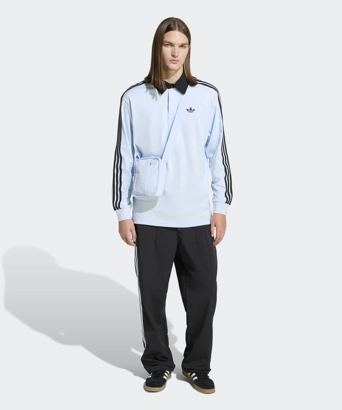 아디다스(ADIDAS) 3-스트라이프 럭비 롱 슬리브 폴로 - 크리스탈스카이 / KE2445