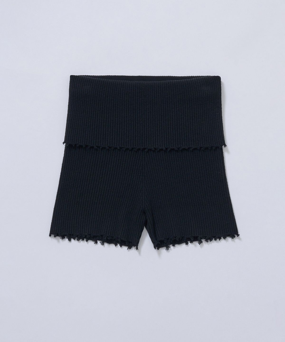 졸리앙볼(JOLIEENVOL) Wholegarment  FOLDED RIBBED KNIT SHORTS (BLACK)