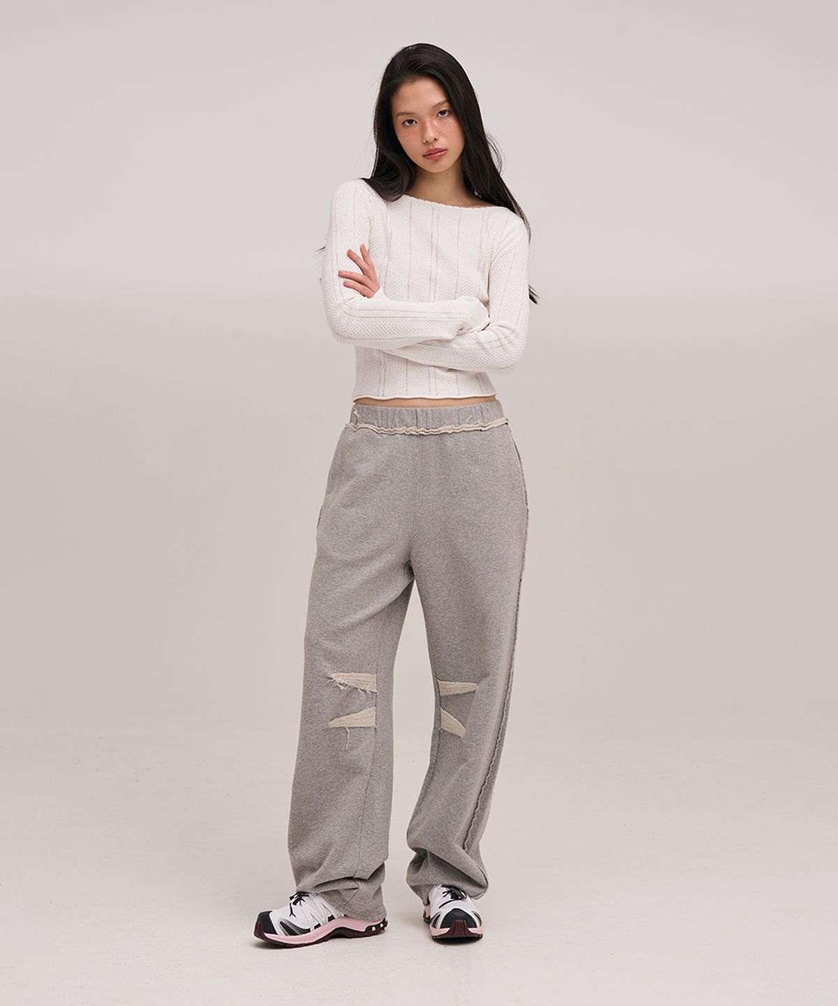 졸리앙볼(JOLIEENVOL) POINTELLE KNIT TOP (WHITE)