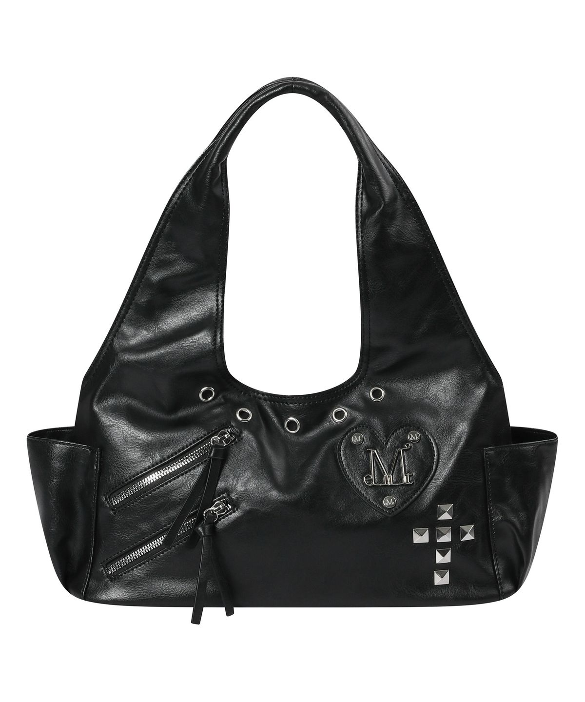 무센트(MUCENT) 로미아 하트 패치 크로스 스터드 숄더백 남녀공용