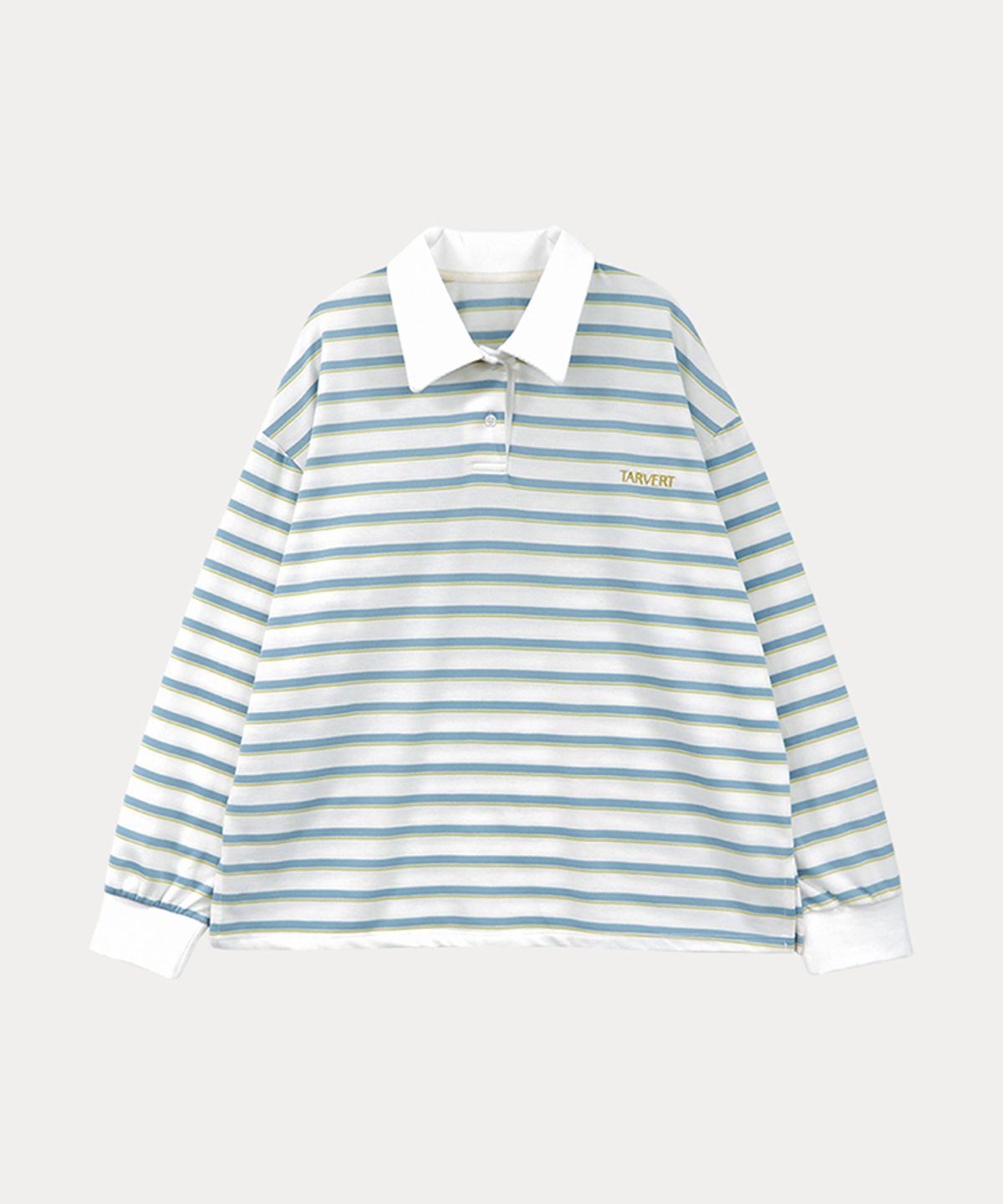 타버트(TARVERT) Pony Striped Collar T-Shirt - Sky Blue