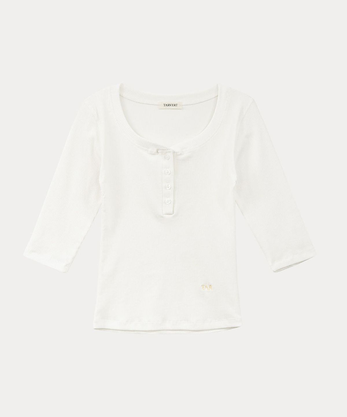 타버트(TARVERT) Elbow Sleeve Ribbed T-Shirt - White