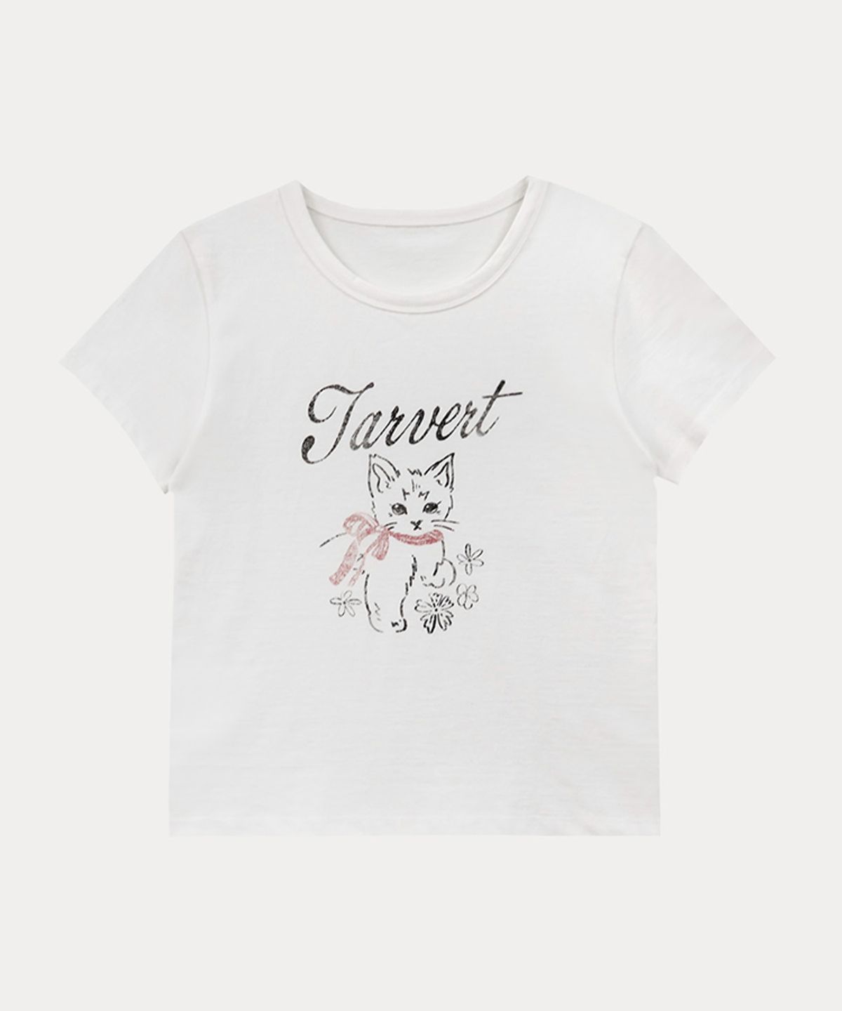 타버트(TARVERT) Cat  Lettering T-Shirt - Ivory
