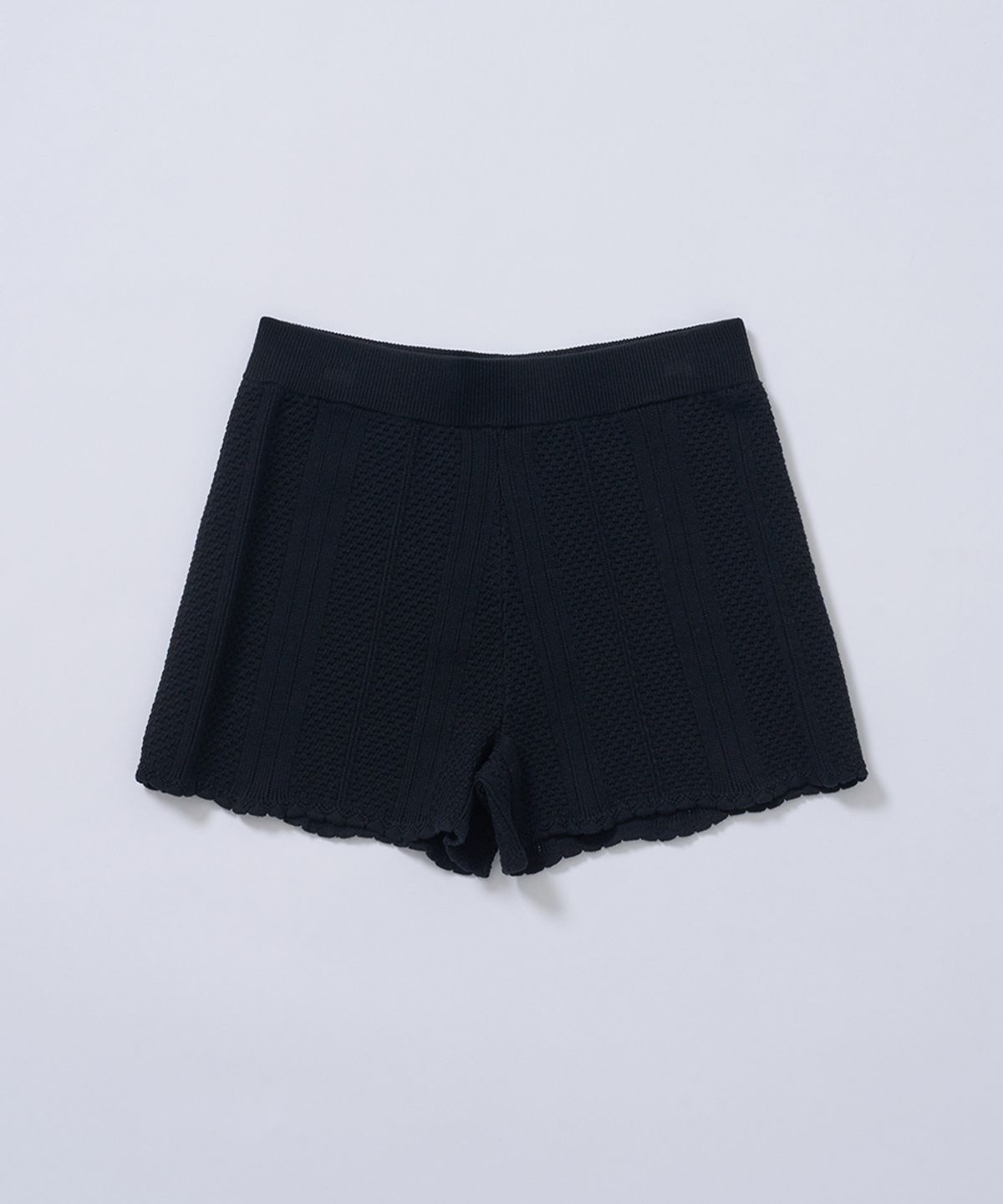 졸리앙볼(JOLIEENVOL) POINTELLE WRAPPED KNIT SHORTS (BLACK)