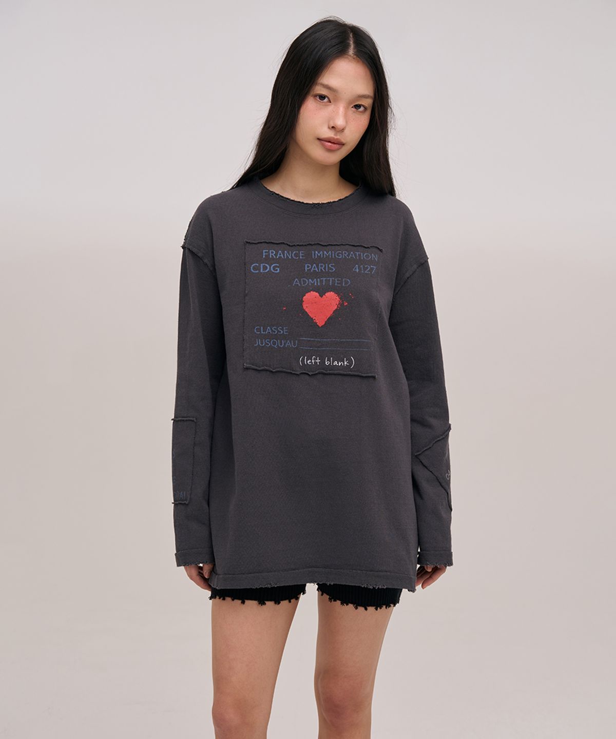 졸리앙볼(JOLIEENVOL) INSIDE OUT LONG SLEEVE (CHARCOAL)