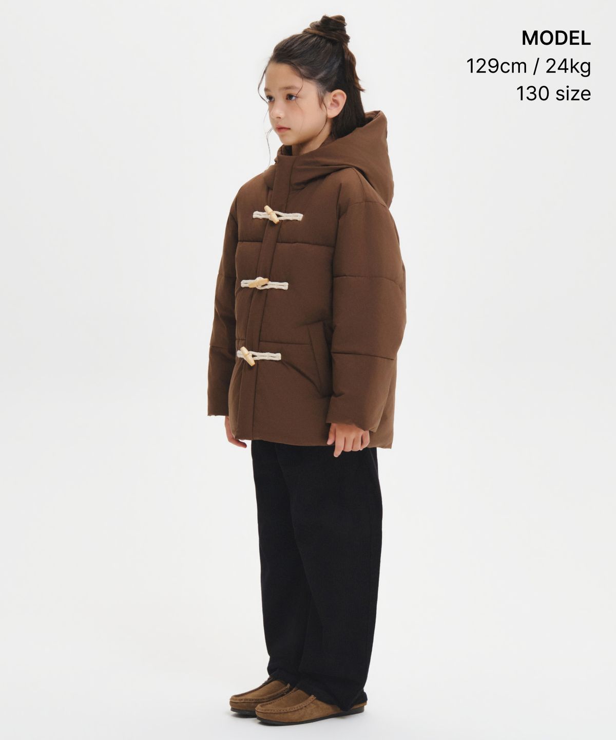 무신사 스탠다드 키즈(MUSINSA STANDARD KIDS) 후디드 더플 숏 패딩 파카 [바로크 브라운]