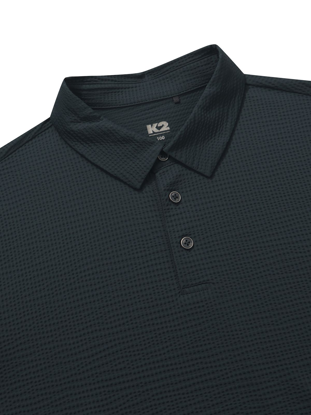 케이투(K2) 시원서커 ICE WAFFLE 긴팔 폴로_STEEL BLUE