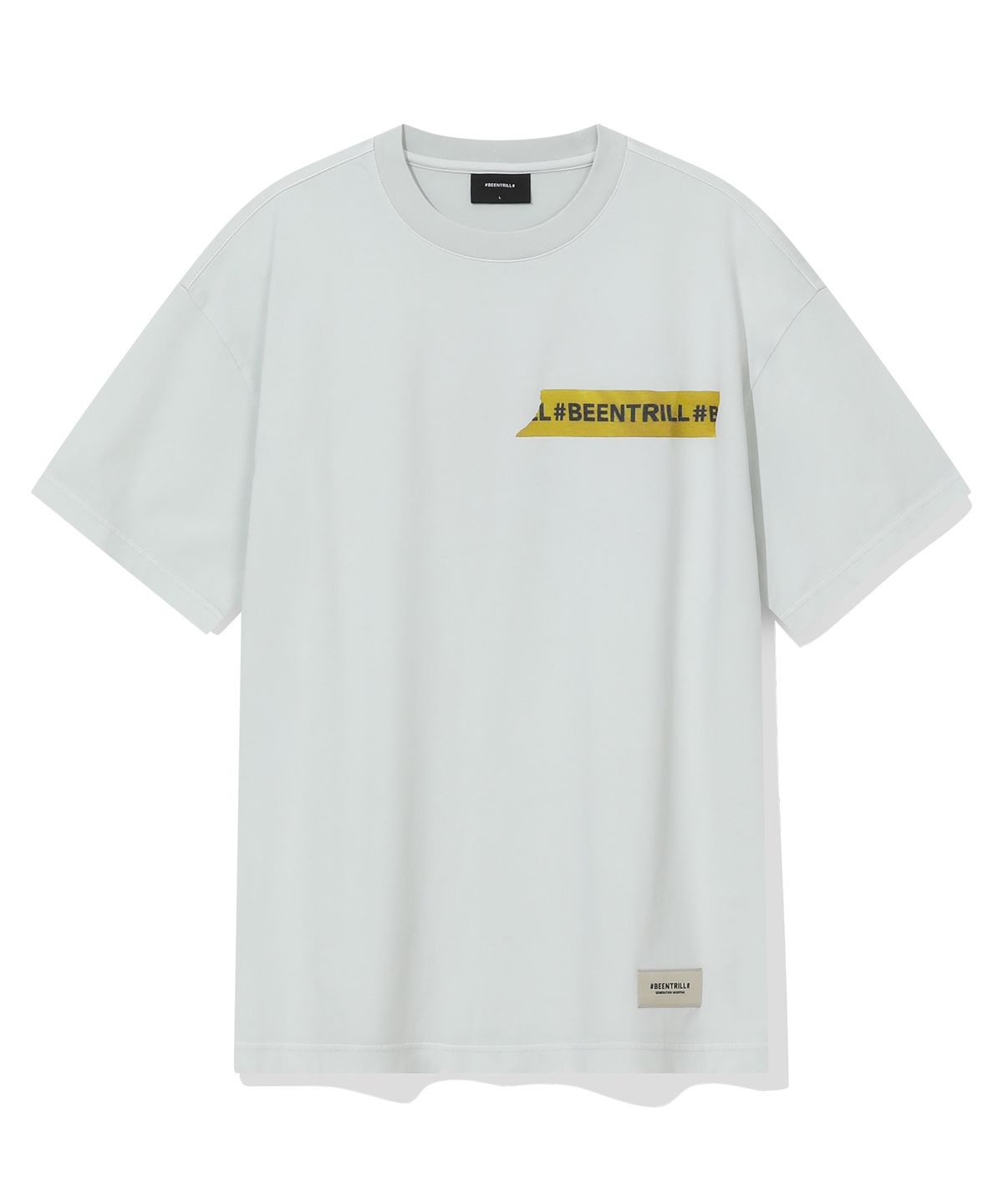 빈트릴(BEENTRILL) 빈티지 테이핑 원포인트 다잉 반팔티(샌드)