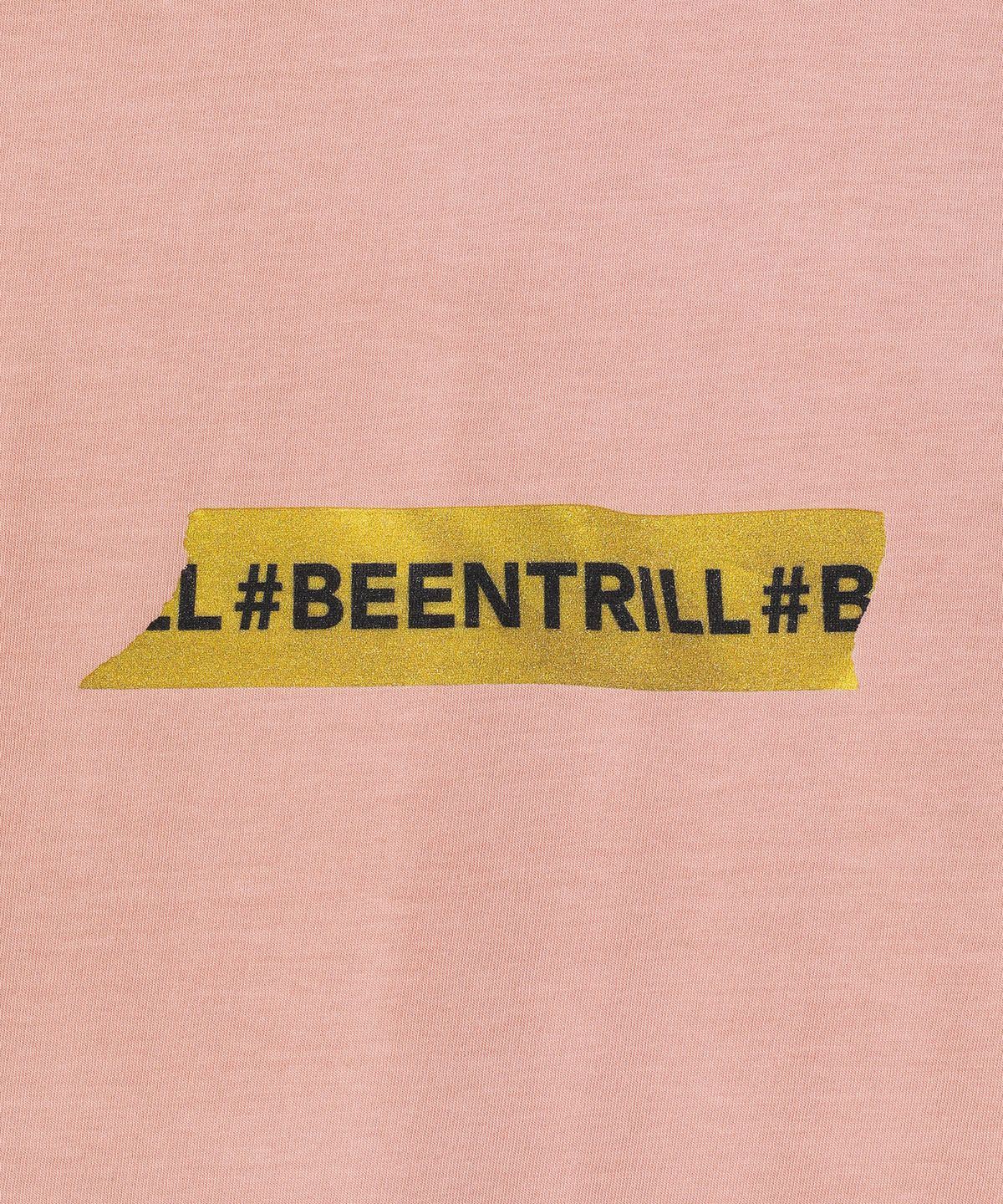 빈트릴(BEENTRILL) 빈티지 테이핑 원포인트 다잉 반팔티(딥 핑크)
