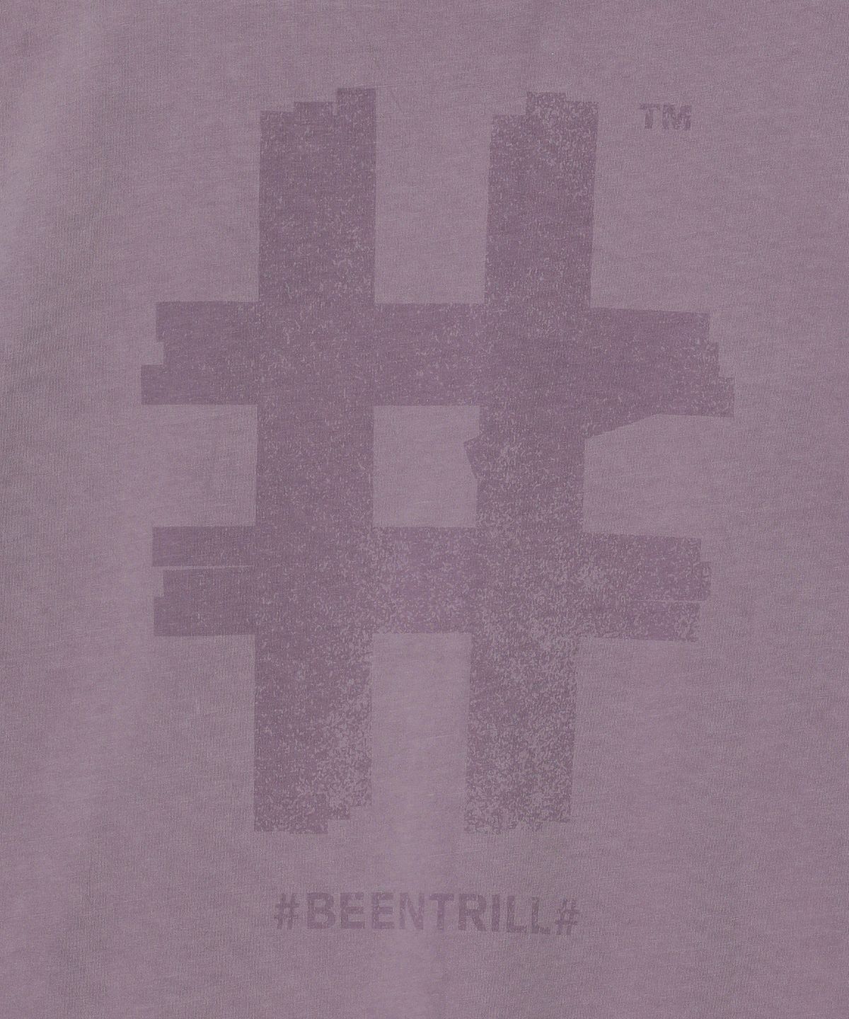 빈트릴(BEENTRILL) 빈티지 스탬프 해시태그 다잉 반팔티(라이트 퍼플)