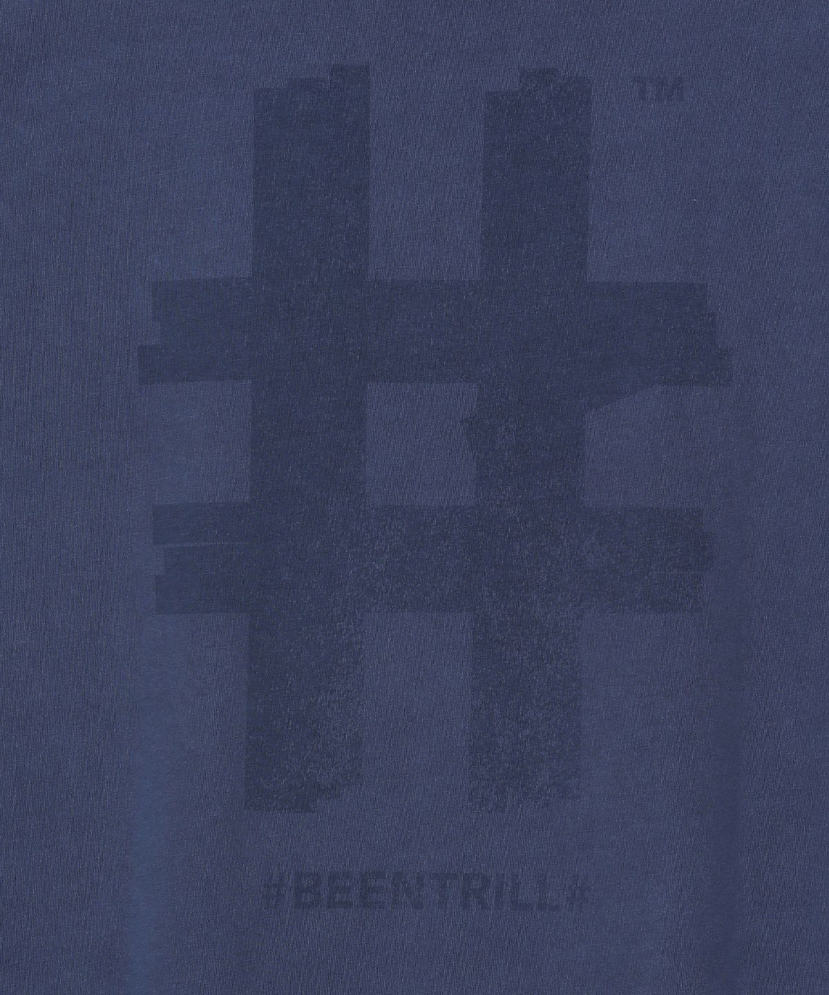빈트릴(BEENTRILL) 빈티지 스탬프 해시태그 다잉 반팔티(네이비)