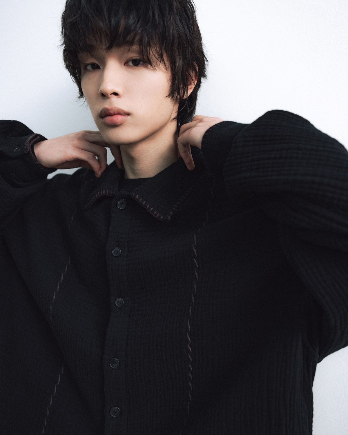 앵글런(ANGLAN) Threadwork Texture Jacket - Black