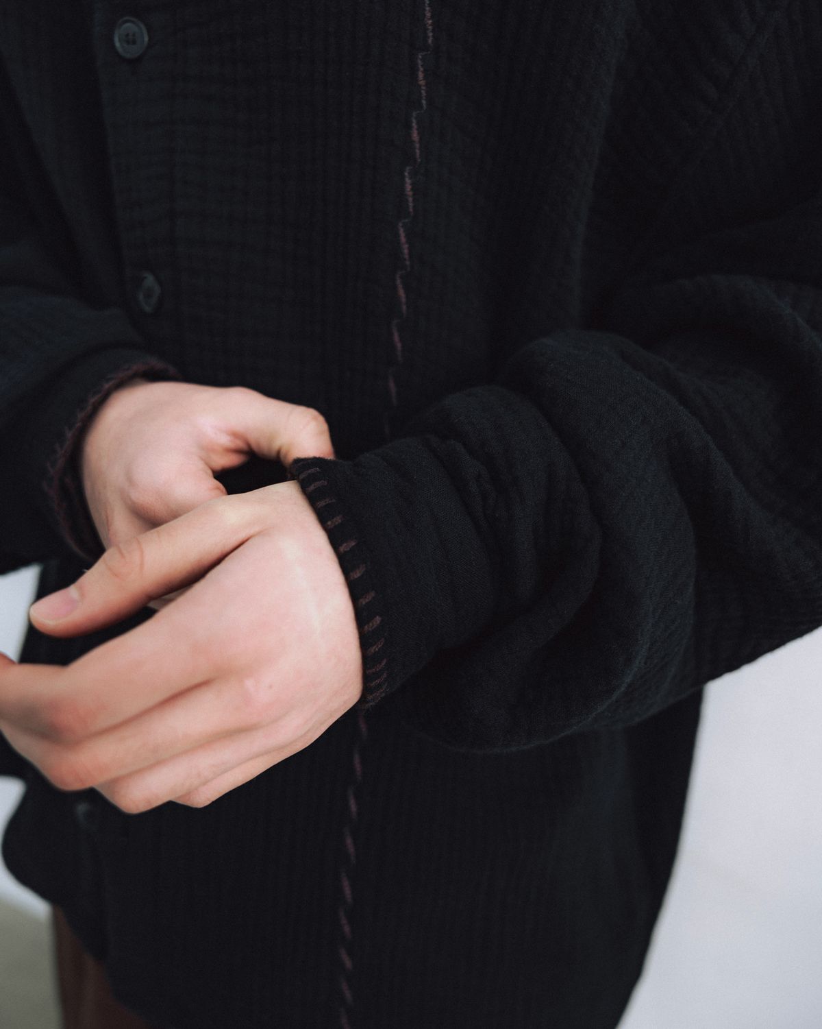 앵글런(ANGLAN) Threadwork Texture Jacket - Black
