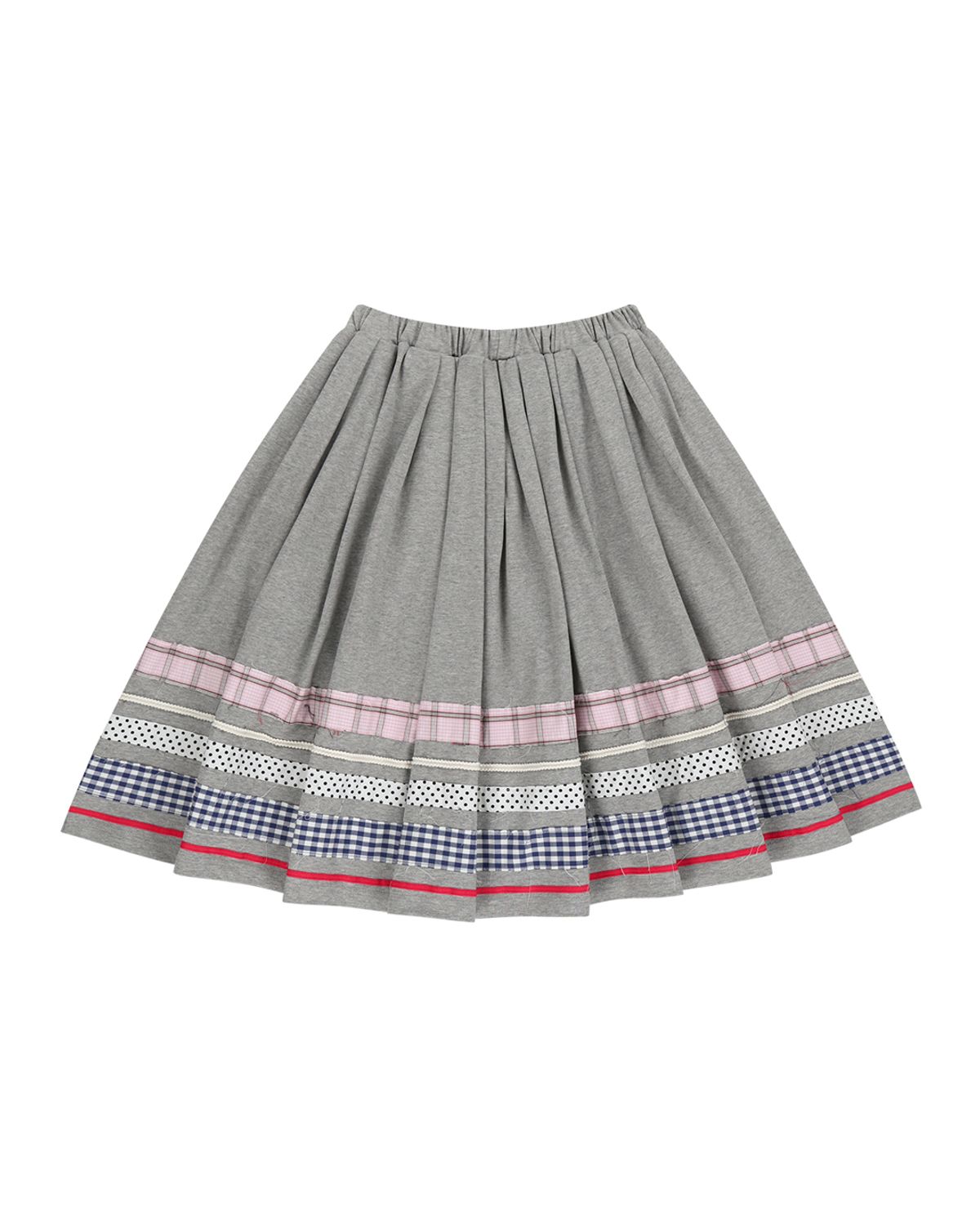 더뮤지엄비지터(THEMUSEUMVISITOR) W MULTI PATCH MIDI SKIRT (GREY)