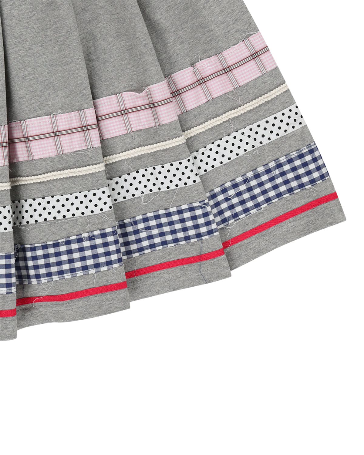 더뮤지엄비지터(THEMUSEUMVISITOR) W MULTI PATCH MIDI SKIRT (GREY)